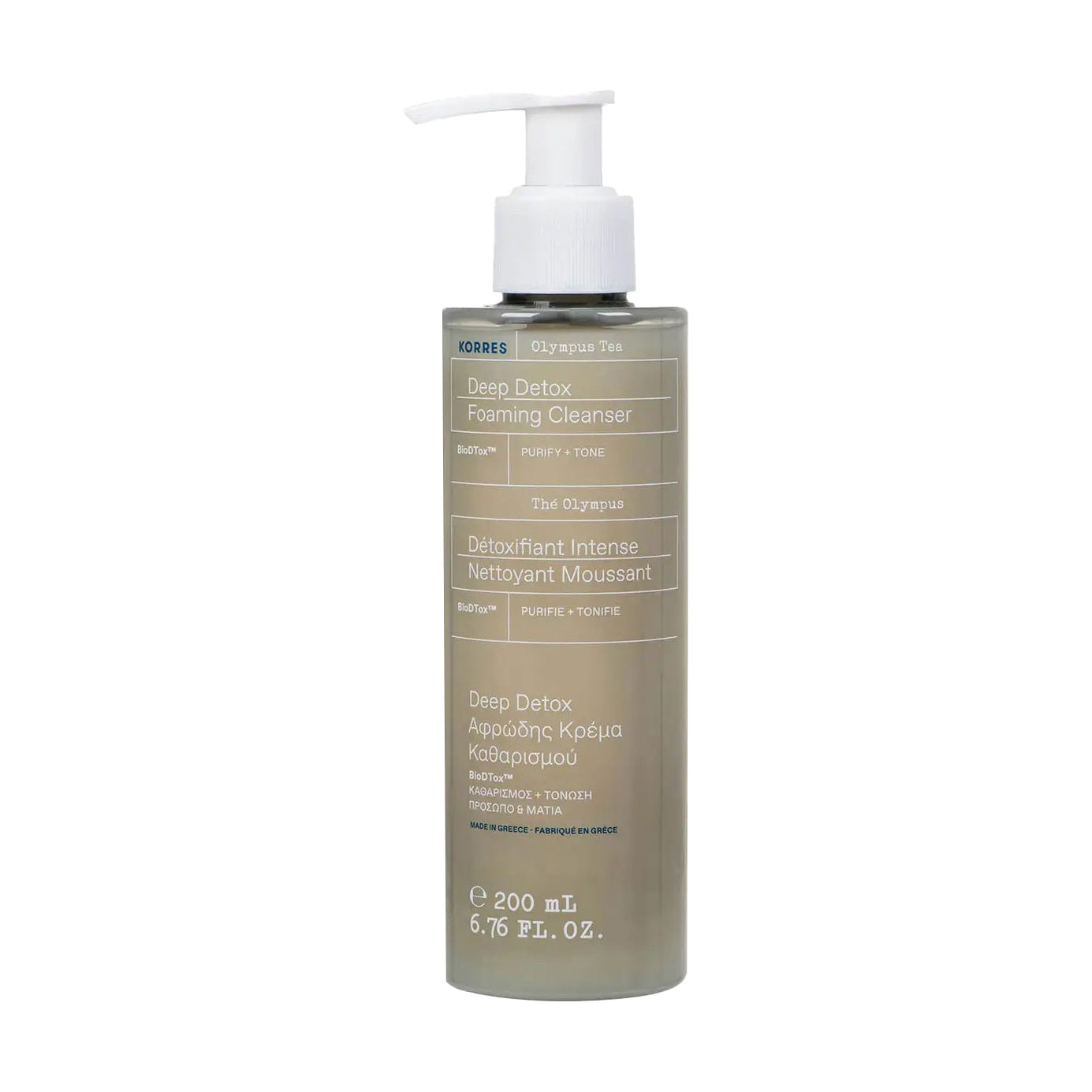 Очищувальна крем-пінка для обличчя Korres Olympus Tea Deep Detox Foaming Cleanser з екстрактом чаю, 200 мл